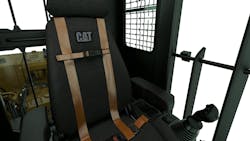 Adjustable seat with controls are positioned in front of the operator. Adjustable seat with controls are positioned in front of the operator.