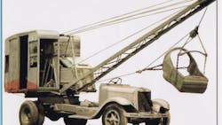 The original prototype truck crane built by Vern Schield, using scrap metal and parts salvaged from other machines. The original prototype truck crane built by Vern Schield, using scrap metal and parts salvaged from other machines.
