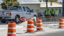 Laborers seen working along 118th Avenue North on the Gateway Expressway Project in St. Petersburg on Monday, November 20, 2023. The logo for Archer Western is displayed on the pickup truck next to them. Laborers seen working along 118th Avenue North on the Gateway Expressway Project in St. Petersburg on Monday, November 20, 2023. The logo for Archer Western is displayed on the pickup truck next to them.