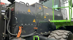 Electric batteries on a piece of construction equipment.