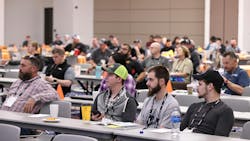 Attendees listen to a Conexpo 2023 education session. Attendees listen to a Conexpo 2023 education session.
