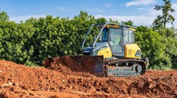 Hyundai HD 130 crawler dozer pushing dirt Hyundai HD 130 crawler dozer pushing dirt