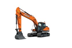 Develon DX200LC-7 excavator on a white background Develon DX200LC-7 excavator on a white background