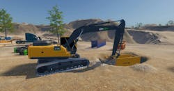 CM Labs excavator training excavator installing a trench box CM Labs excavator training excavator installing a trench box