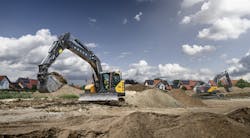 Volvo Construction Equipment ECR255 excavator digging dirt Volvo Construction Equipment ECR255 excavator digging dirt