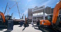 Develon Conexpo booth in the sunlight. Develon Conexpo booth in the sunlight.