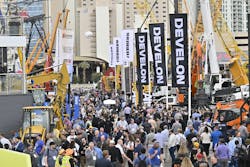 CONEXPO 2023 Festival lot, crowds in from the Develon booth CONEXPO 2023 Festival lot, crowds in from the Develon booth