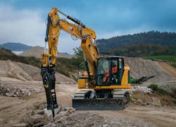 Cat excavator with hammer Cat excavator with hammer