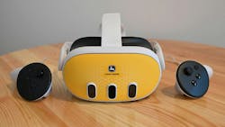 John Deere XR Training headset on a table John Deere XR Training headset on a table