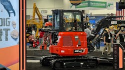 Kioti MX350 excvator in booth Kioti MX350 excvator in booth