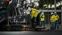 Vögele Products contractors paving a road Vögele Products contractors paving a road
