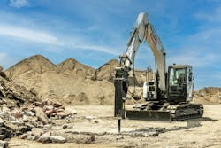 Bobcat 145 large excavator with a nitrogen breaker. Bobcat 145 large excavator with a nitrogen breaker.