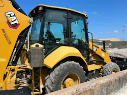 Articulation joint on backhoe Articulation joint on backhoe