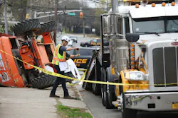 Overturned aerial lift Overturned aerial lift
