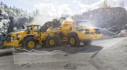Volvo Construction Equipment Fleet telematics, wheel dumps into an ADT. Volvo Construction Equipment Fleet telematics, wheel dumps into an ADT.