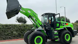 A LiuGong electric wheel loader owned by Los Angeles County. Photo by Frank Raczon, Construction Equipment. A LiuGong electric wheel loader owned by Los Angeles County. Photo by Frank Raczon, Construction Equipment.