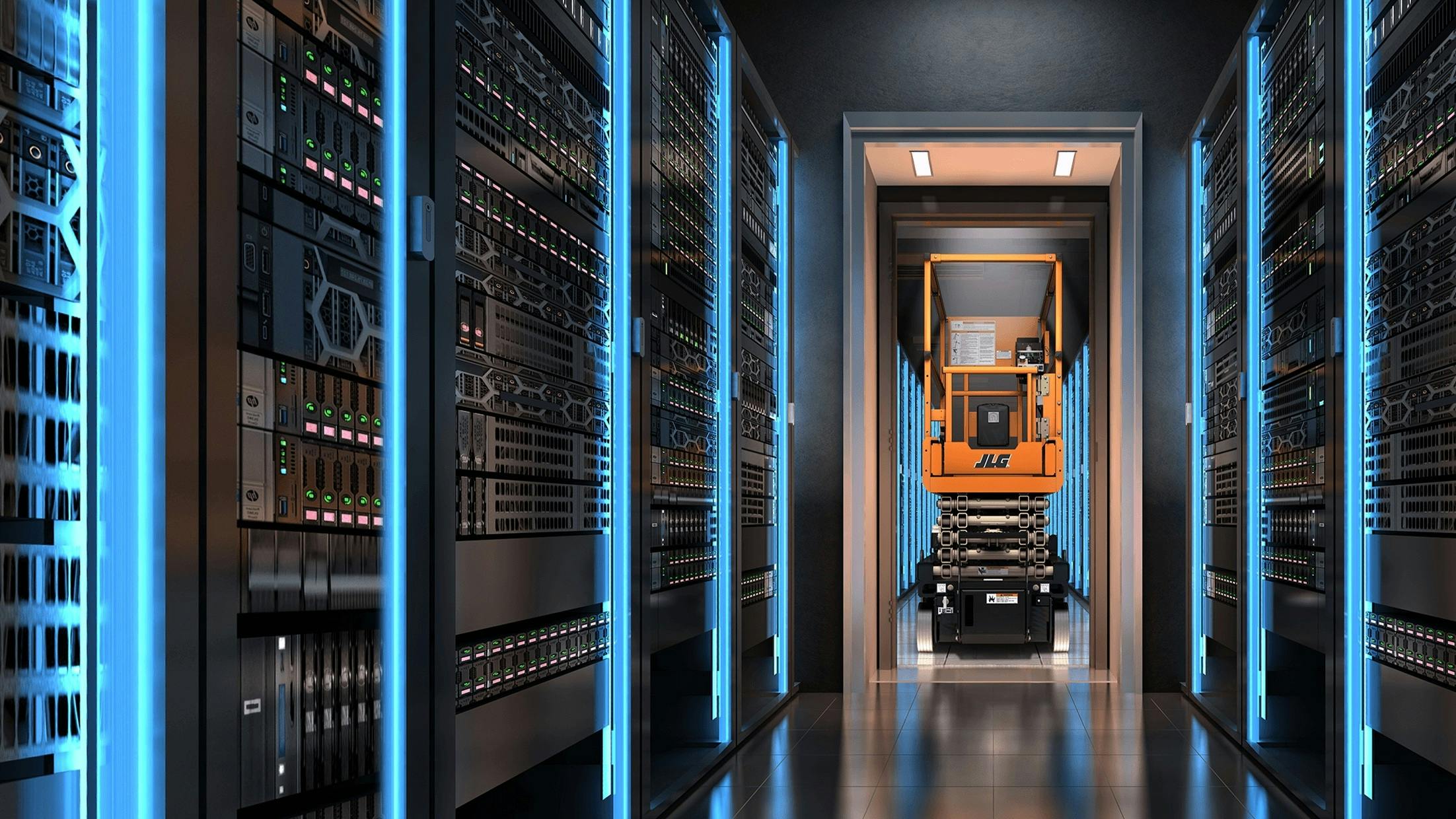 JLG micro scissor lift in a data center
