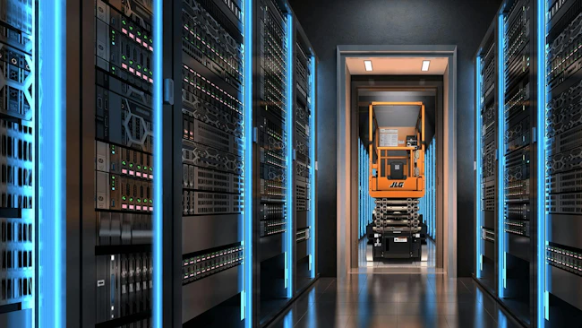 JLG micro scissor lift in a data center