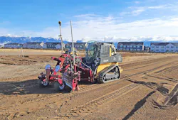 SharpGrade 3D machine control attachment on a John Deere track loader. SharpGrade 3D machine control attachment on a John Deere track loader.