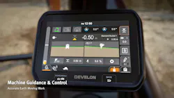 Develon Machine Guidance shown on an equipment monitor. Develon Machine Guidance shown on an equipment monitor.
