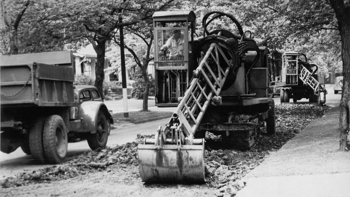 The Gradall No. 3 excavator is one of five manufactured in 1945.