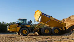 Komatsu ADT dumping dirt Komatsu ADT dumping dirt