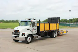 Mack MD Series chassis trucks with Truck Mounted Attenuators on the back. Mack MD Series chassis trucks with Truck Mounted Attenuators on the back.
