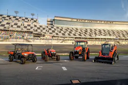 Kubota equipment sitting on a track track. Kubota equipment sitting on a track track.