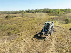 TINCUP Water Solutions using a compact track loader with a Blue Diamond brush cutter to move brush. TINCUP Water Solutions using a compact track loader with a Blue Diamond brush cutter to move brush.