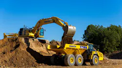 Komatsu ADT being loaded Komatsu ADT being loaded