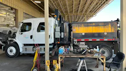 Truck being serviced Truck being serviced