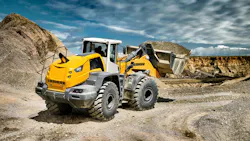 Liebherr wheel loader carrying dirt Liebherr wheel loader carrying dirt