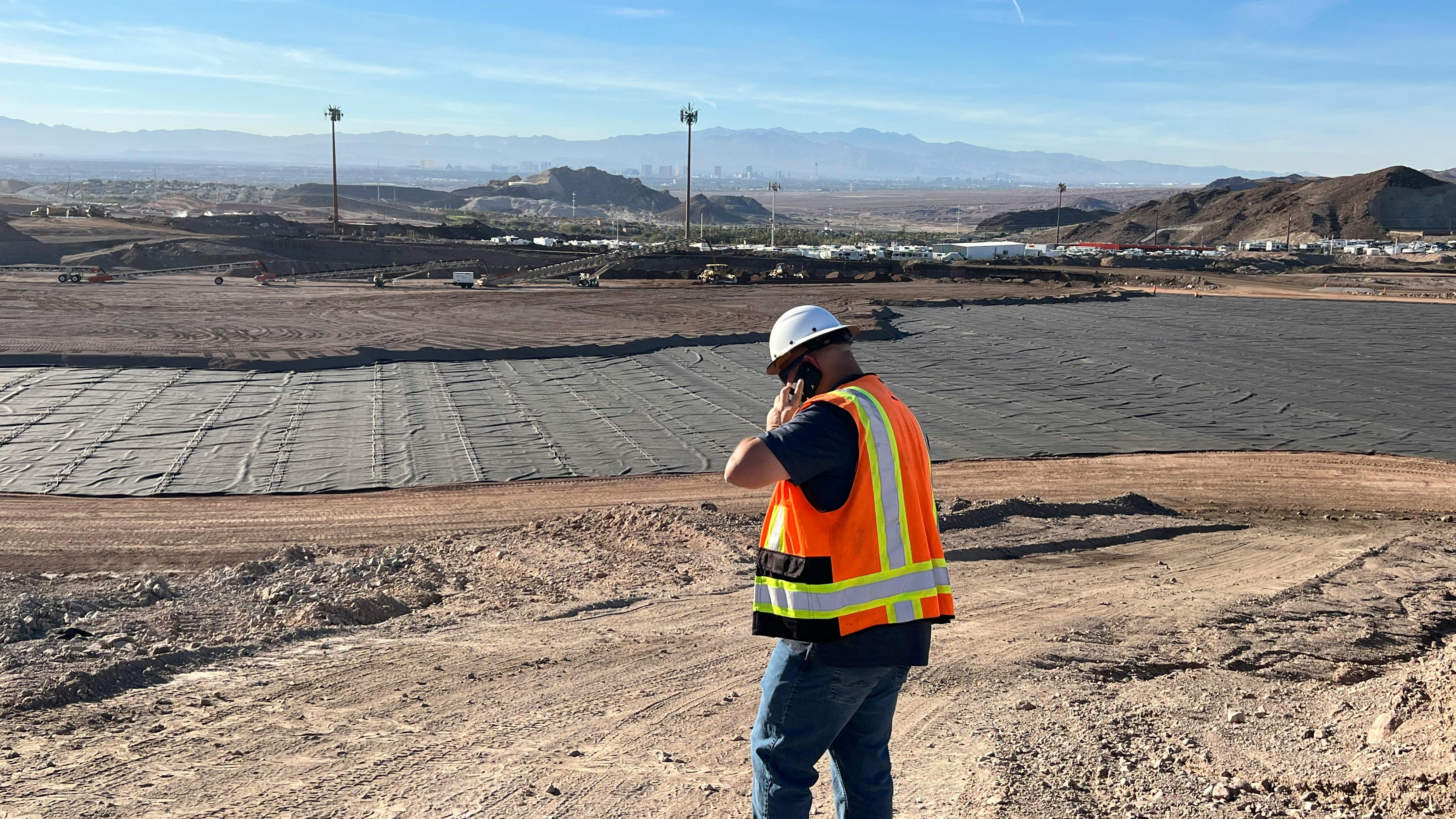 Worker on cellphone
