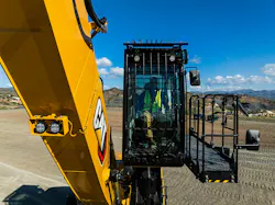 Caterpillar’s MH3032 material handler cab view Caterpillar’s MH3032 material handler cab view