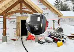 Xtellio HeatIQ snow covered house house with space heater. Xtellio HeatIQ snow covered house house with space heater.