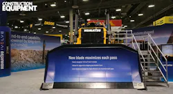 Komatsu D175AX-10 dozer. Blade in the front. At Conexpo. Komatsu D175AX-10 dozer. Blade in the front. At Conexpo.