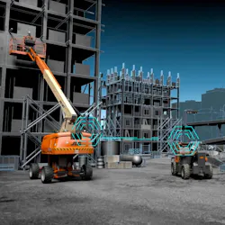 JLG ClearSky Smart Fleet telematics system working between MEWPs. JLG ClearSky Smart Fleet telematics system working between MEWPs.