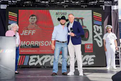 U.S Marine Corps Veteran Jeff Morrison with Kubota Tractor Corporation President Alex Woods.