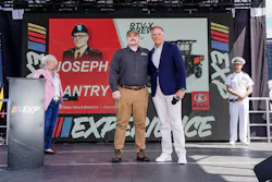 U.S Army Veteran Joseph Santry with Kubota Tractor Corporation President Alex Woods.