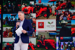 Kubota Tractor Corporation President Alex Woods, a U.S, Army National Guard Veteran, addresses the crowd during the Geared to Give ceremony.