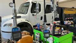 Truck in service bay
