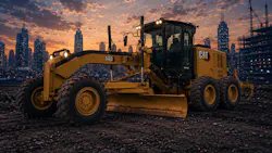 A digital Cat motor grader at BLC Plant, which is a large South African earthmoving equipment dealer based in Johannesburg.