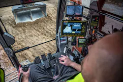 Leica MC1 Technology on an excavator. Operating using grade control.