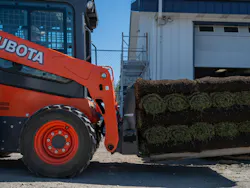 Ignite pallet forks on a Kubota skid steer.