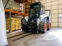 Ignite Attachment pallet forks on a Bobcat skid steer.