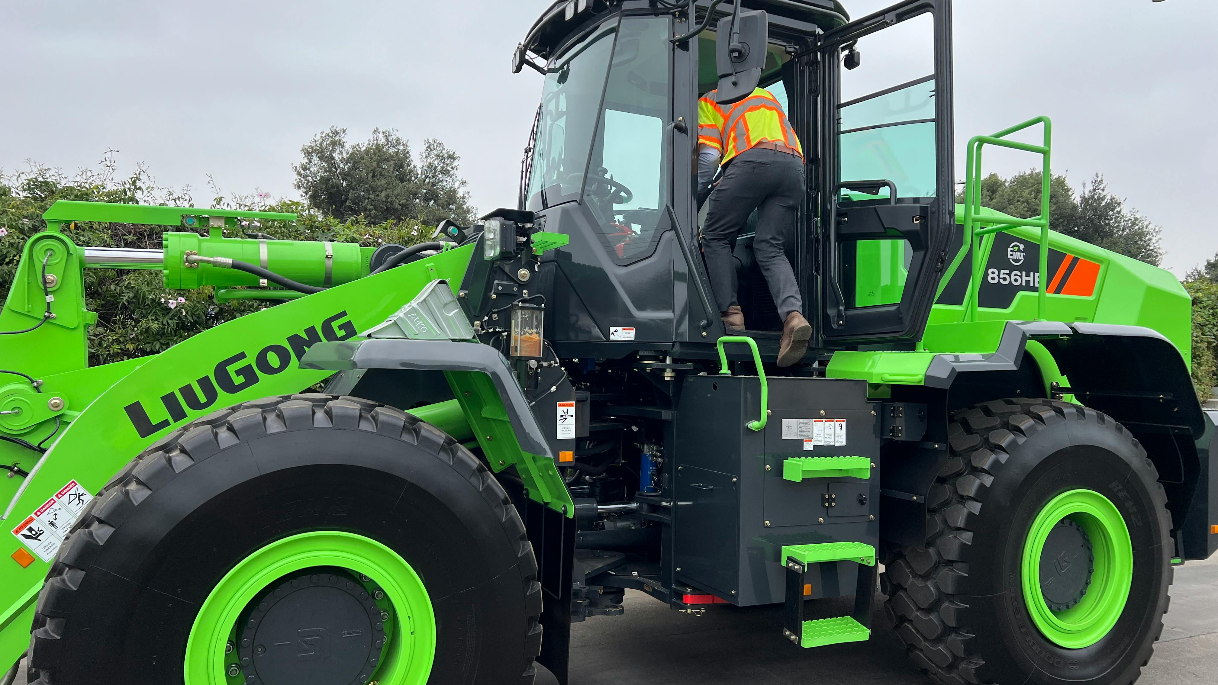 Operator entering LiuGong loader