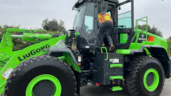 Operator entering LiuGong loader