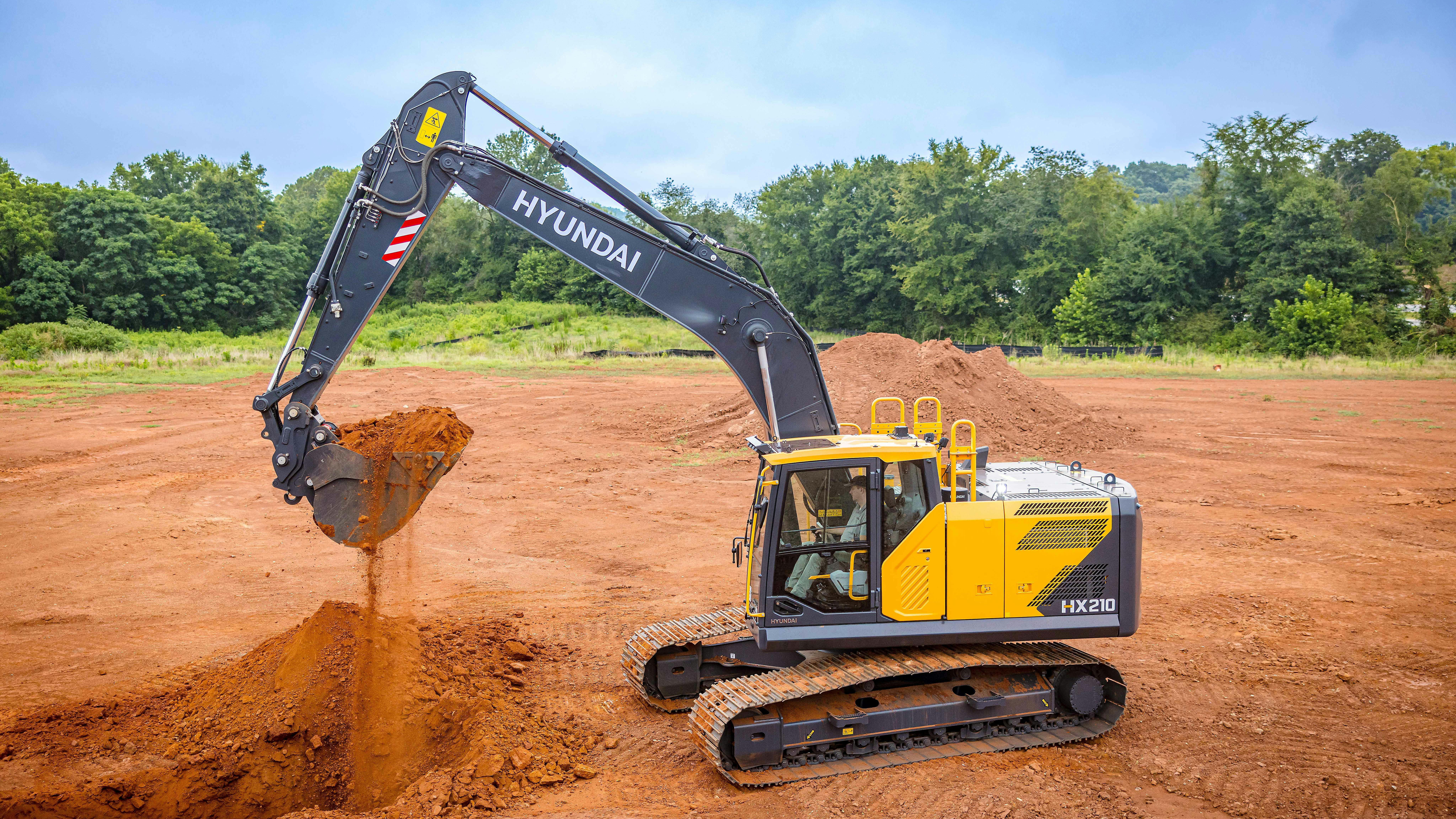 Hyundai excavator digging