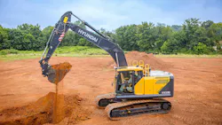 Hyundai excavator digging