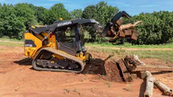 With a frame size suited for a variety of landscaping, residential contracting, municipal and residential applications, the Hyundai HT30 compact track loader is available from the factory in any of three versions: cab with high-flow, cab with standard flow, and canopy with standard flow.